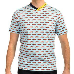 Scuderia Ferrari Men "Allover" Logo V-Neck Short Sleeve T-Shirt US XL IT 54